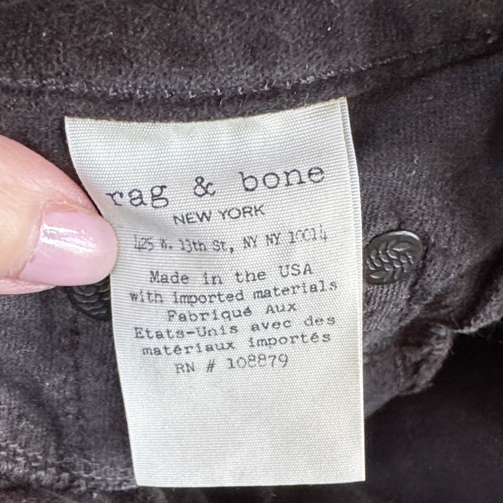 Rag&Bone Black/dark gray Velvet Skinny Pants size 23 like new - Picture 6 of 7